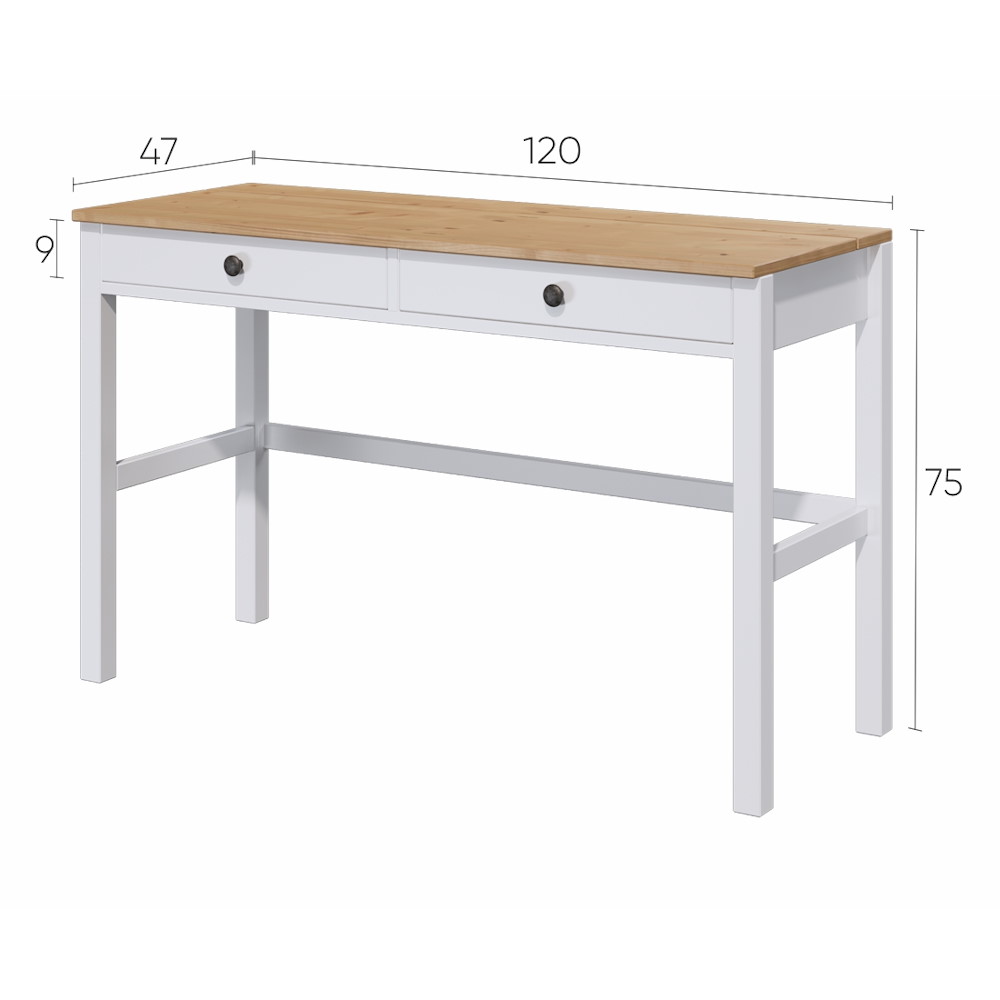 Письменный стол 121х47х75 ХЕМНЭС Profi&Hobby белый/светло-коричневый (1 уп.)