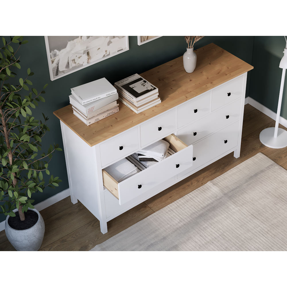 Комод 8 ящиков ХЕМНЭС Profi&Hobby белый/светло-коричневый (3уп.)  фото