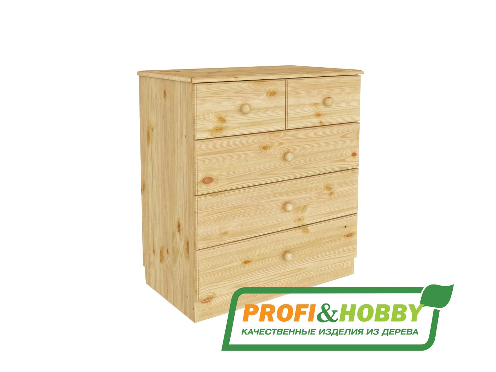 Комод 5 ящиков сосна, без покраски (1 уп.)