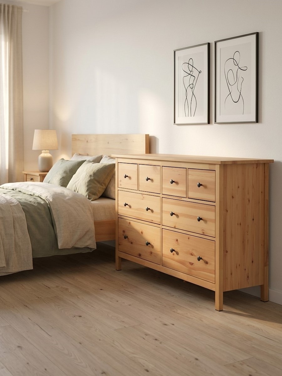 Комод 8 ящиков  ХЕМНЕС (HEMNES) коричневый (3уп.) фото