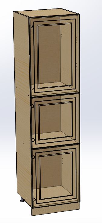 Пенал 2220 х 600 х 560 филенка, 3 двери (без полок), сосна, без покраски