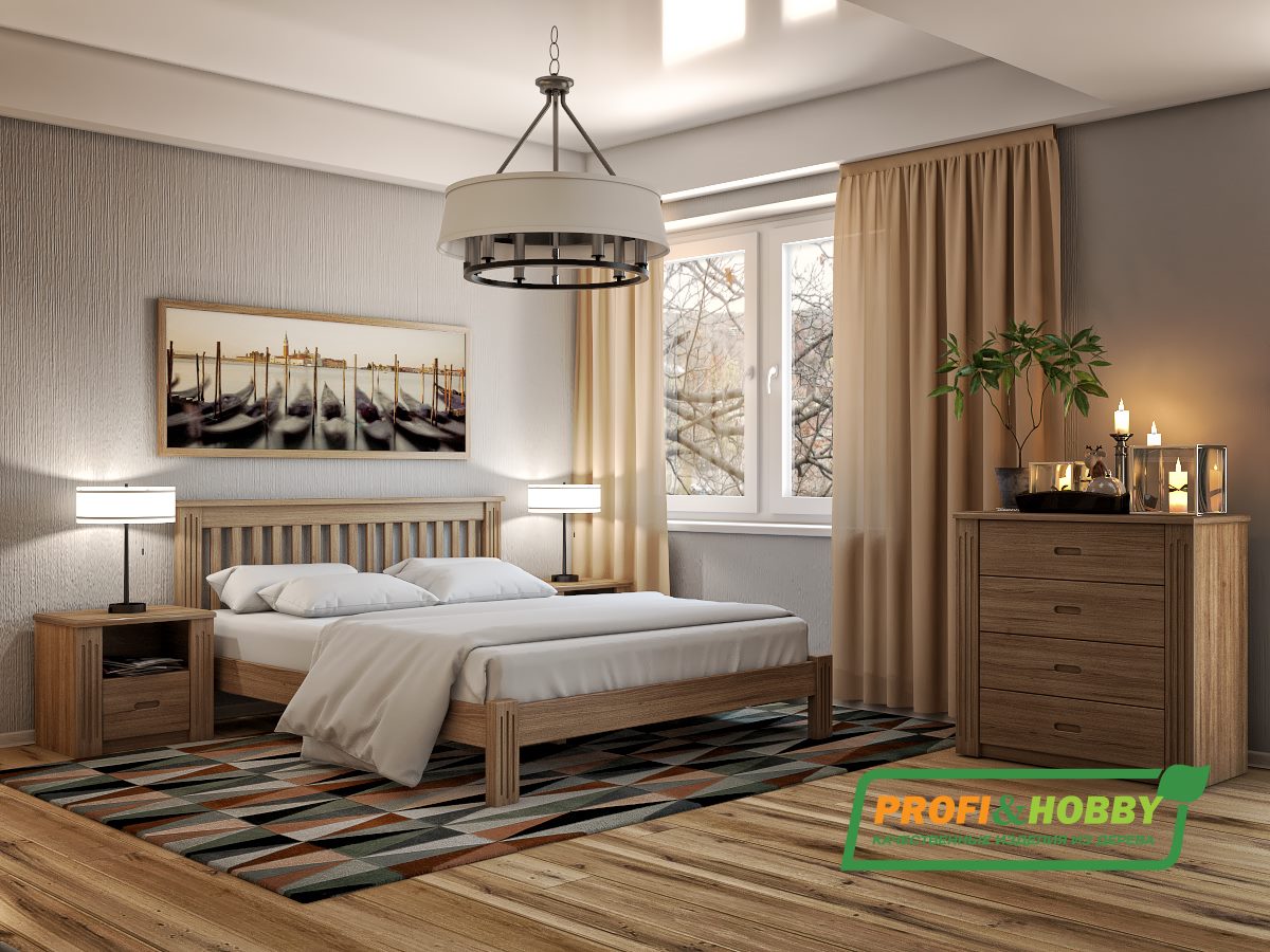Кровать Rino 1400 х 2000 дуб, без покраски