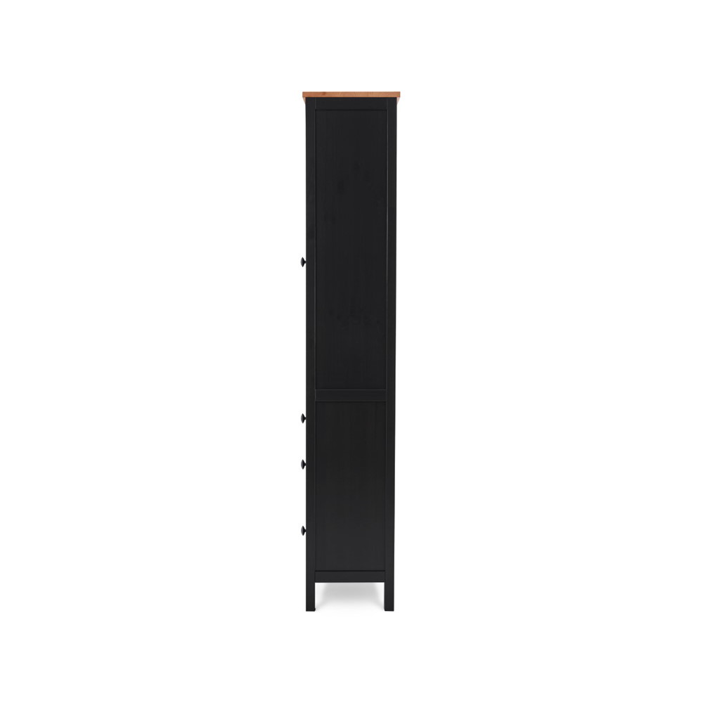 Шкаф-витрина узкая 3 ящика ХЕМНЭС 49х198х37 Profi&Hobby черный/светло-коричневый  фото