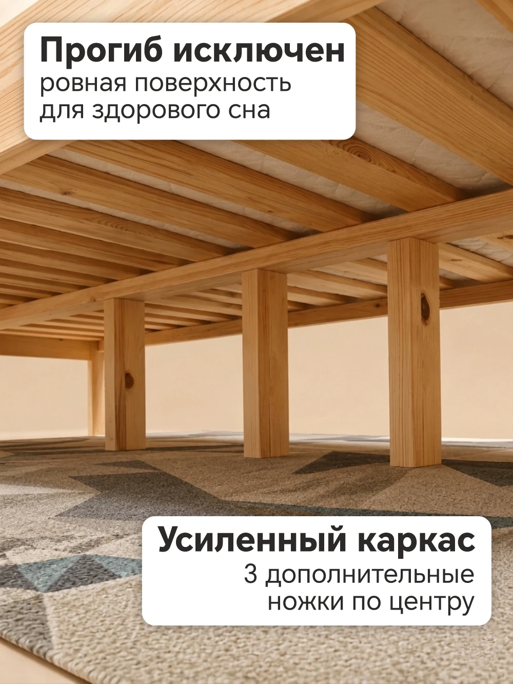 Кровать Стандарт 1200 х 2000 сосна, без покраски (1 уп.)