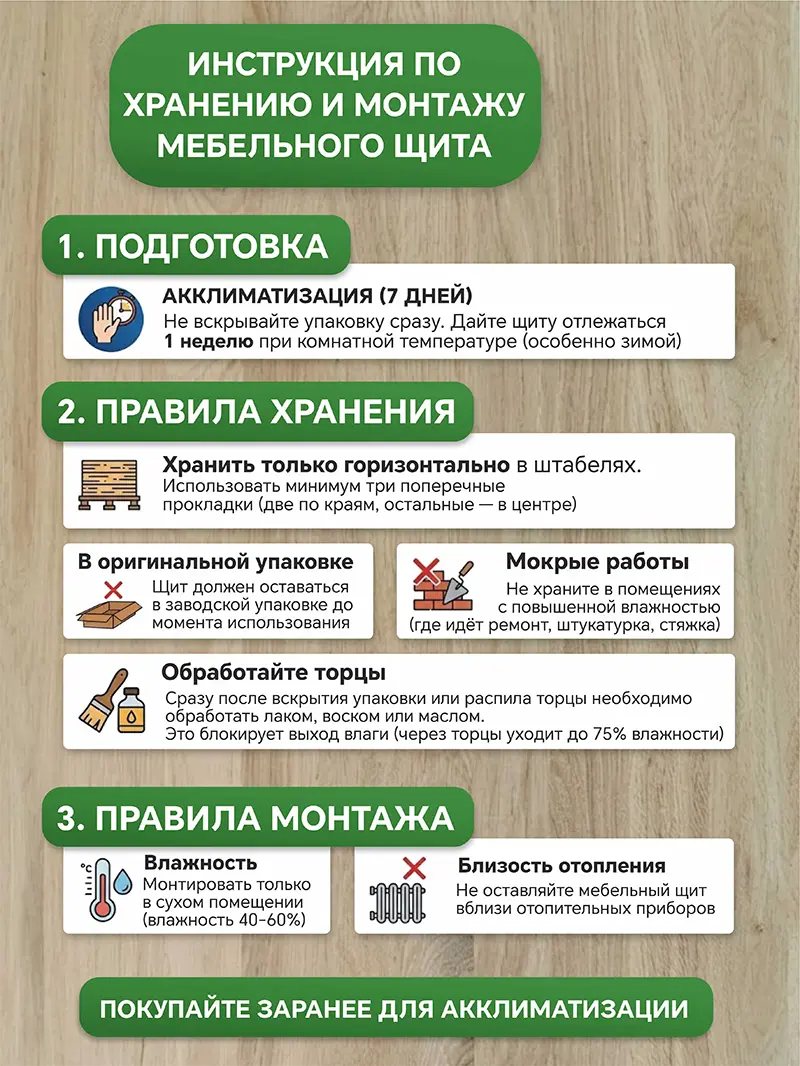 Щит дуб 1800 х 500 х 20 Натур сращенный
