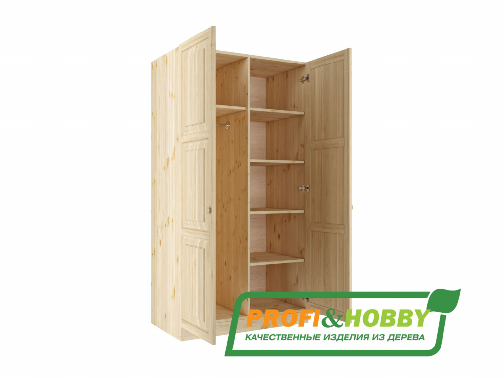 Шкаф двухдверный Модерн 1,0 м сосна, без покраски (2 уп)