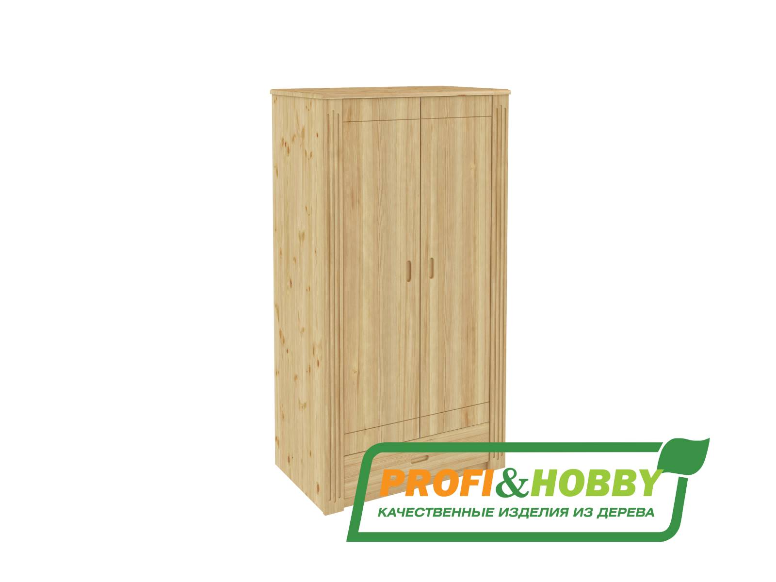 Шкаф Pino Rino двухдверный + 1 ящик сосна, без покраски (2уп)