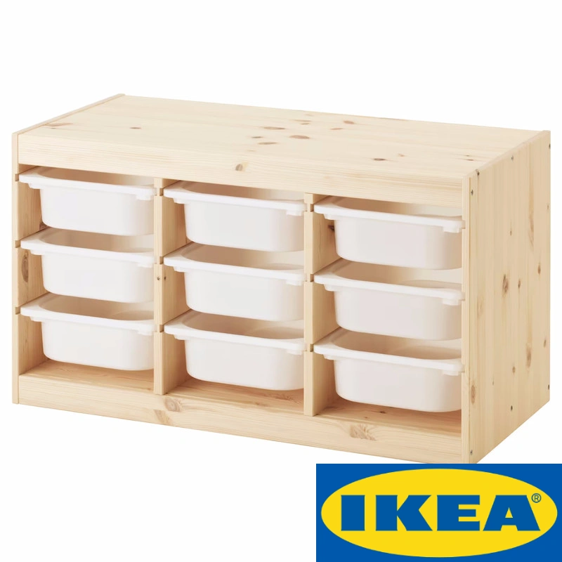 Стеллаж тройной 930х440х520 ТРУФАСТ б/п сосна,контейнеры: белый (9С) Profi&Hobby