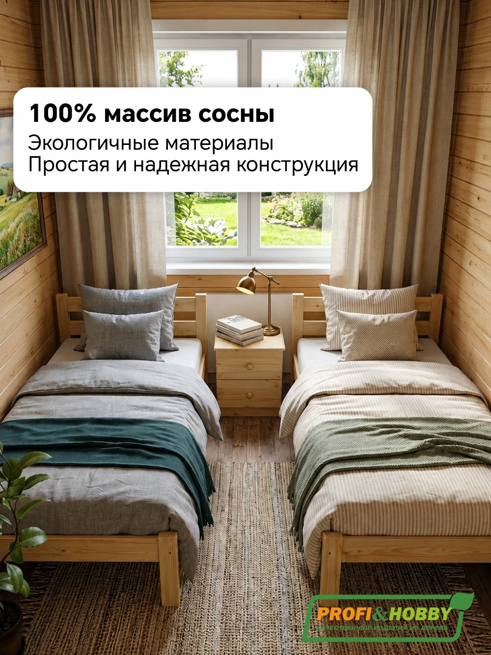 Кровать Стандарт 800 х 2000 сосна, без покраски (1 уп.)