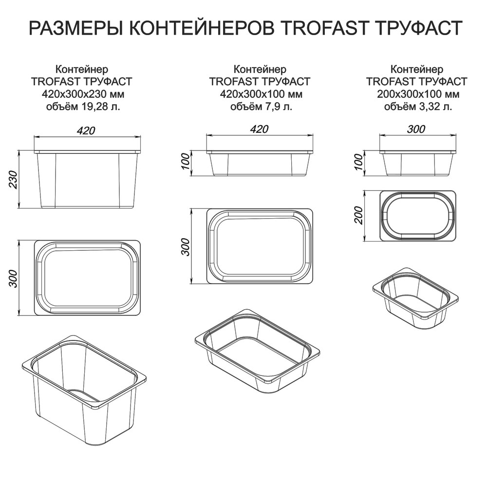 Контейнер белый TROFAST ТРУФАСТ 200х300х100 малый (уц.-50%)