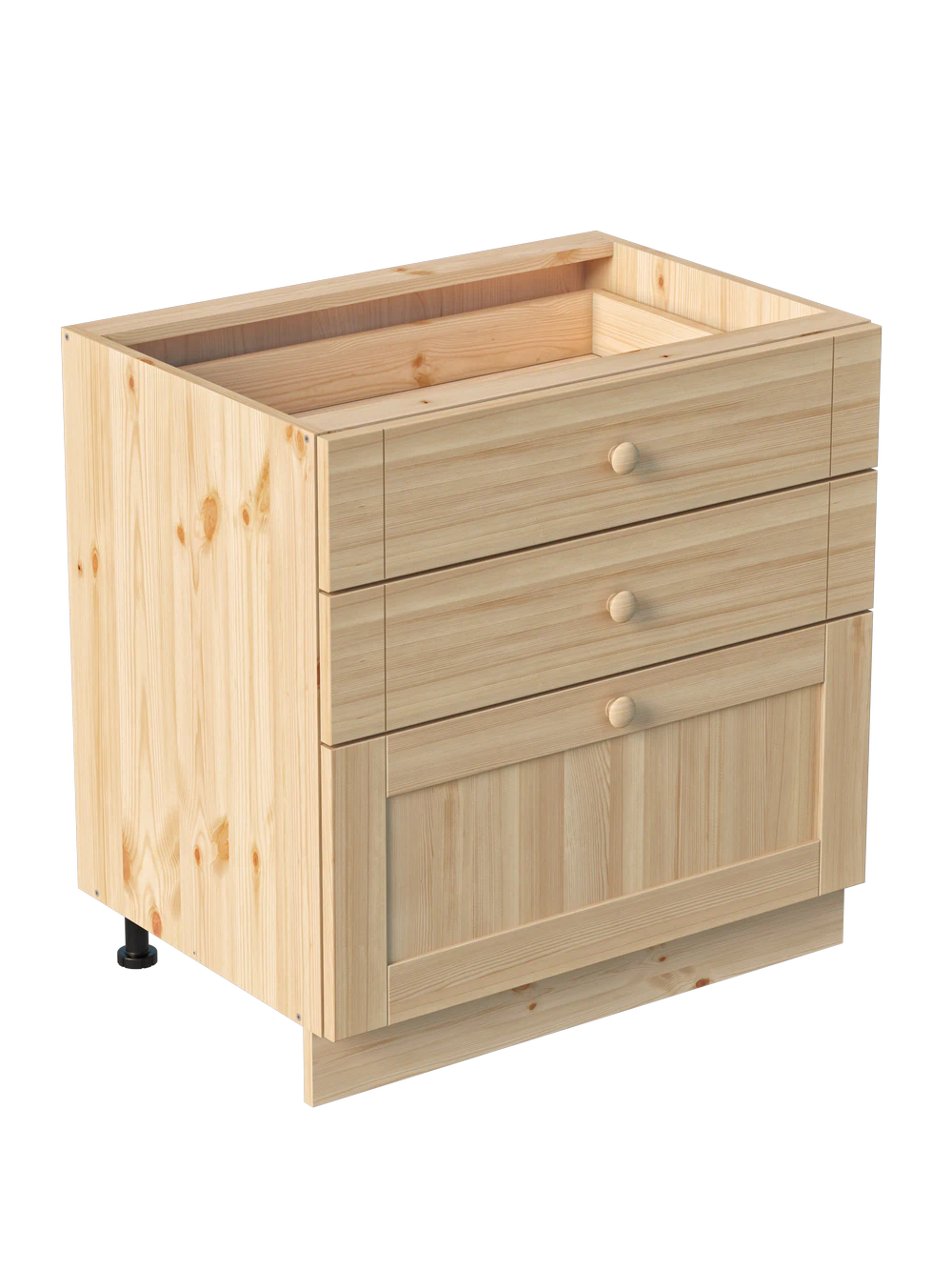 Тумба 3 ящика 800х540х720 МАССИВ + фасад Скандик без покраски Profi&Hobby