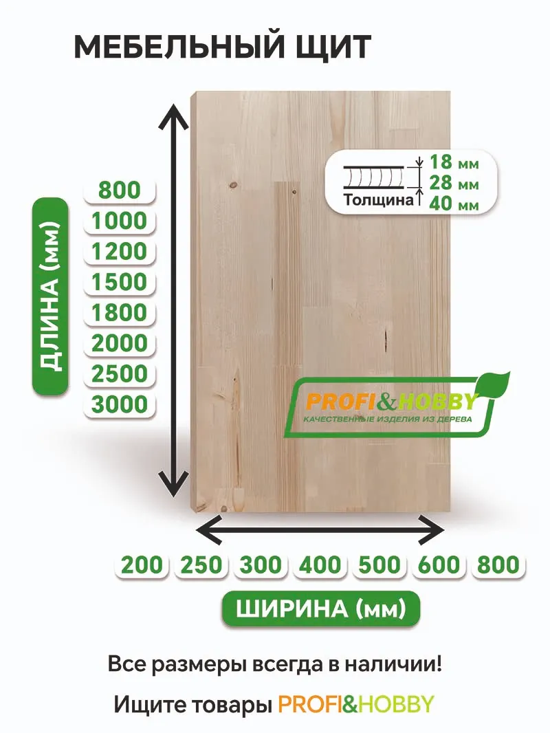 Щит ель 1000 х 600 х 40 АВ сращенный