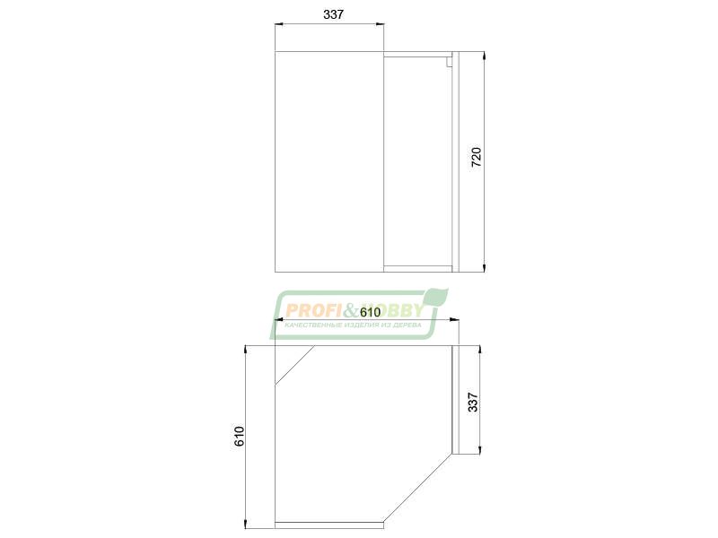 Шкаф угловой (корпус) ЛДСП 610х610х720 Profi&Hobby