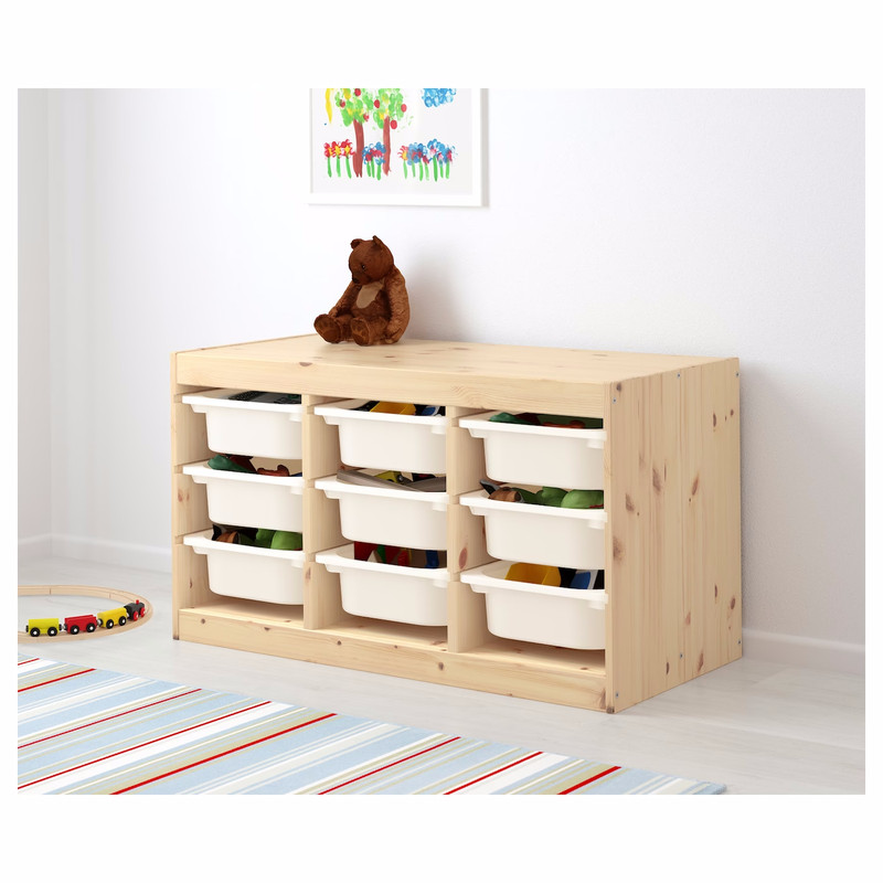 Стеллаж тройной 930х440х520 ТРУФАСТ б/п сосна,контейнеры: белый (9С) Profi&Hobby