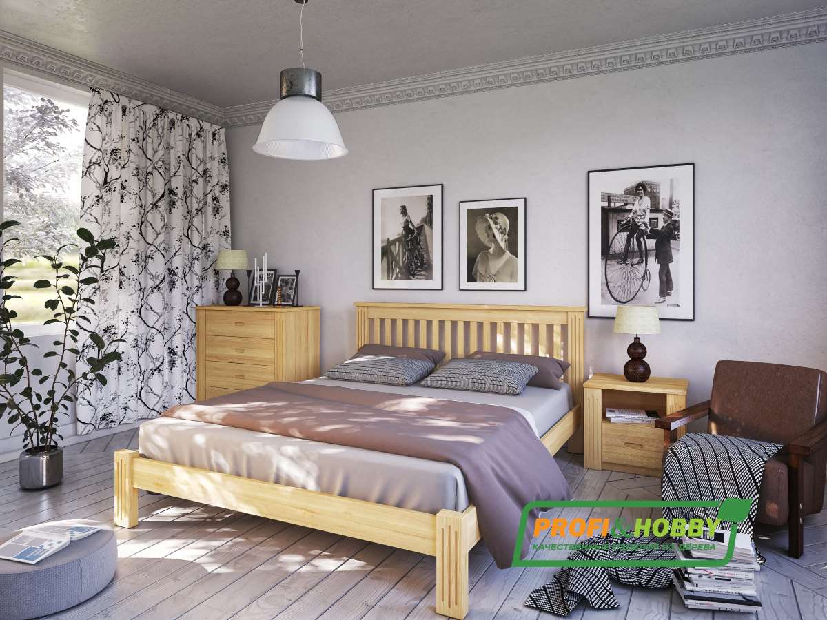 Кровать Pino Rino 900 х 2000 сосна, без покраски (3 уп.)