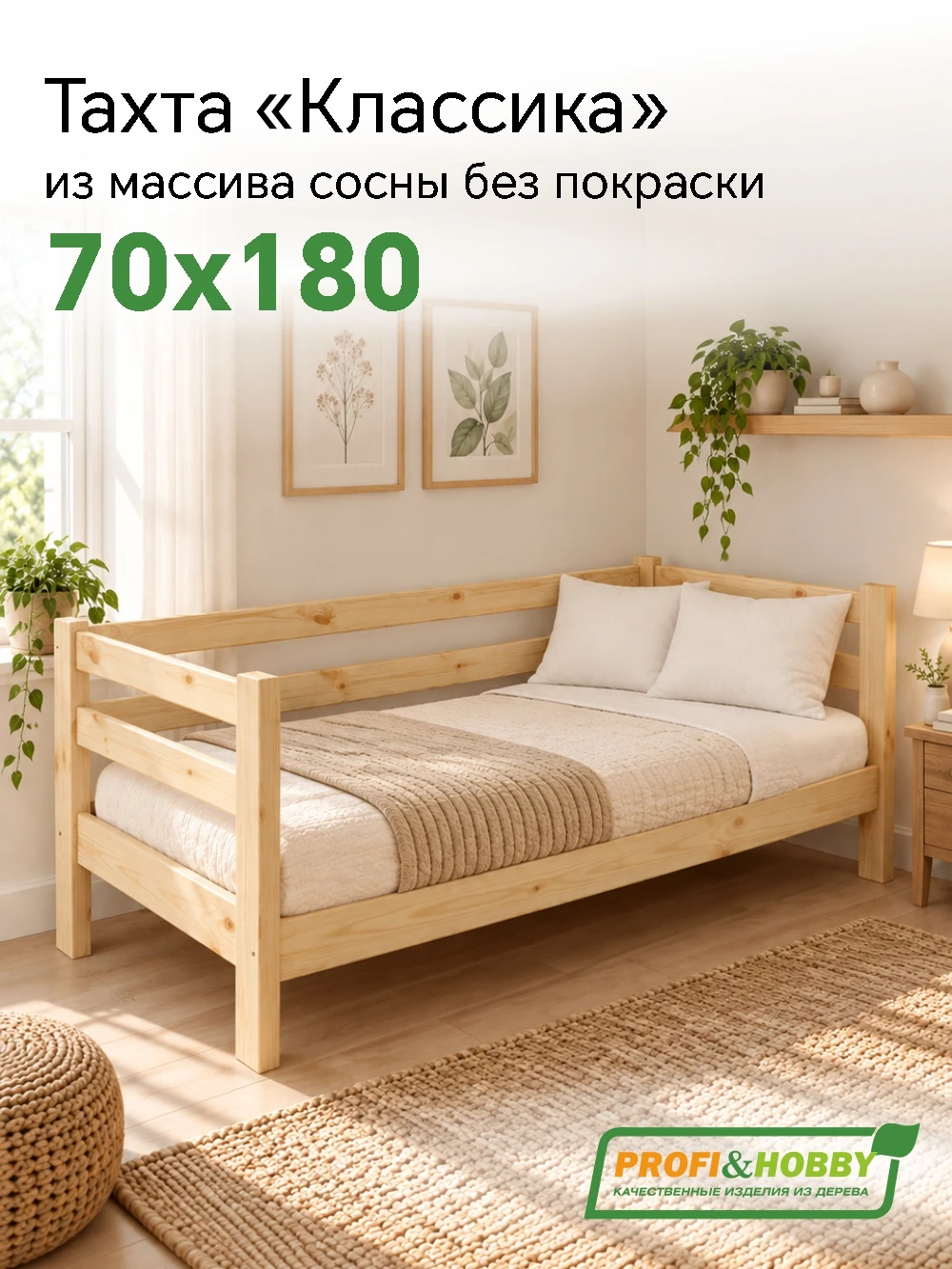 Тахта Классика 700 х 1800 сосна, без покраски (1 уп.)