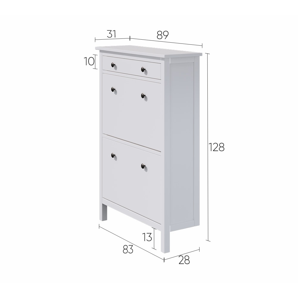Обувница 3 ящика ХЕМНЭС  89х128х31 белый Profi&Hobby фото