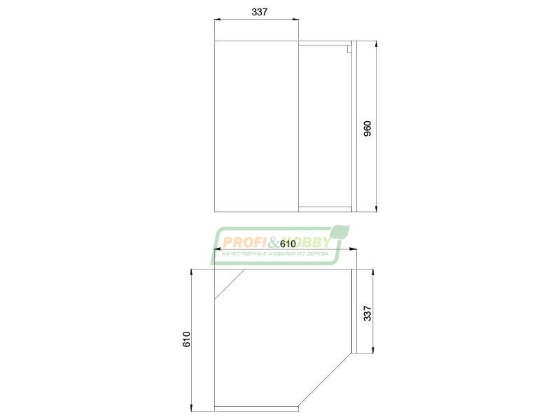 Шкаф угловой (корпус) ЛДСП 610х610х960 Profi&Hobby