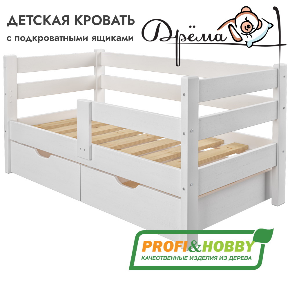 Ящик подкроватный Дрема 680х750 сосна, белая акриловая эмаль