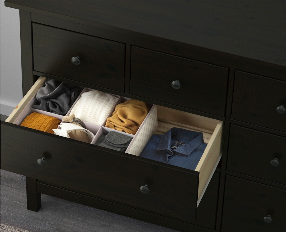 Комод 8 ящиков  ХЕМНЕС (HEMNES) черный (3уп.) фото