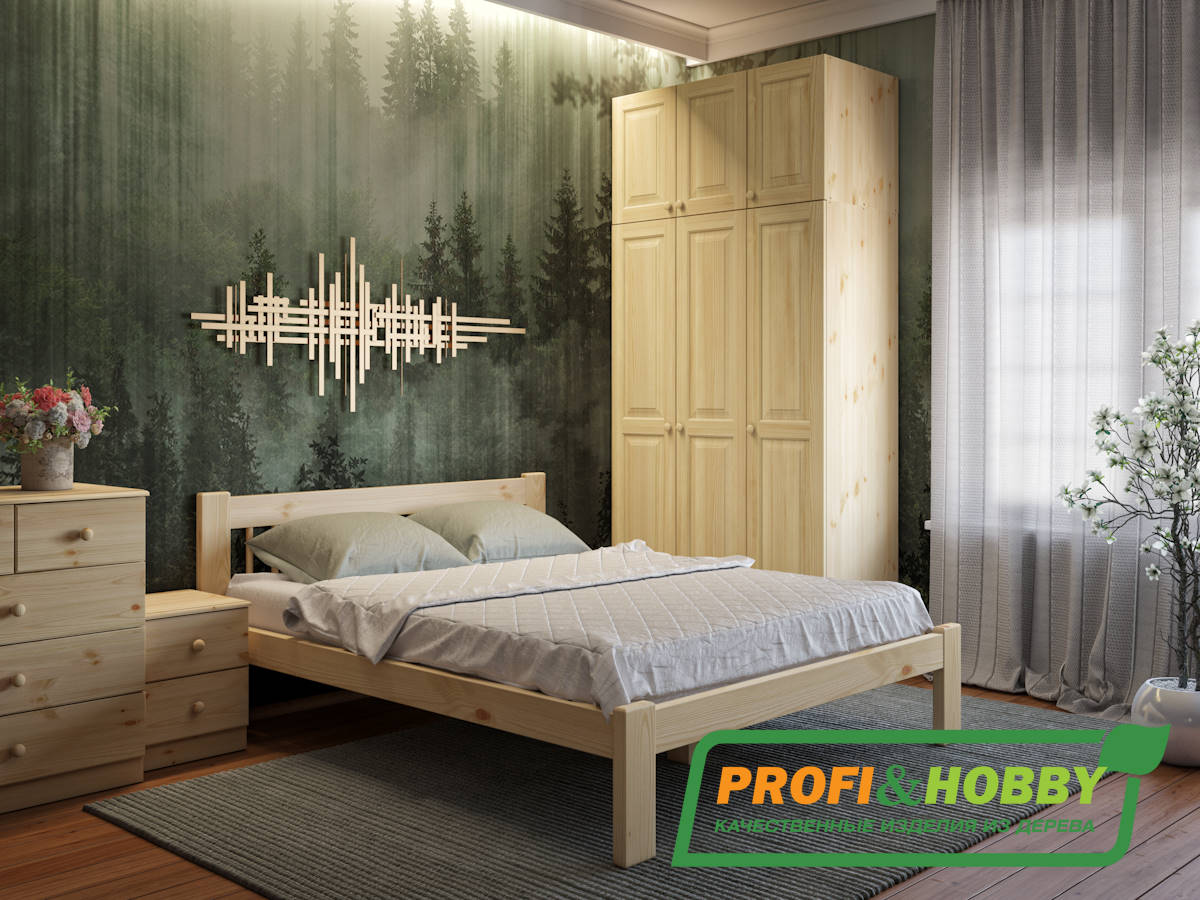 Кровать Дачная 1200 х 2000 сосна, без покраски (new) (1 уп.)