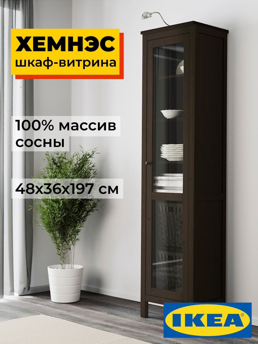 Шкаф-витрина ХЕМНЭС дверь ст/ст 49*198*37 черный Profi&Hobby (1уп.) фото