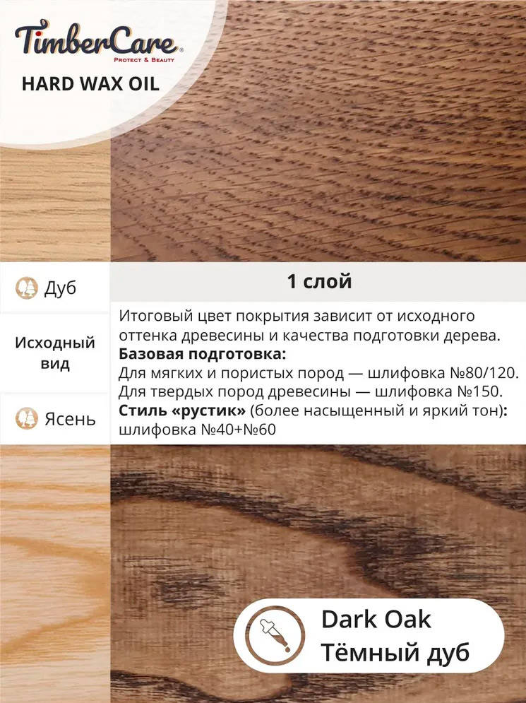 350109 Масло TimberCare Hard Wax Oil (Темный дуб) 0,175 л