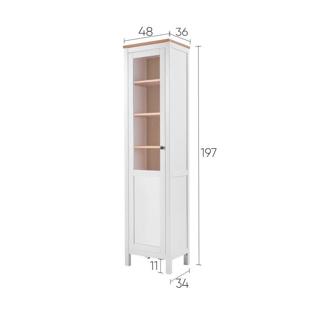 Шкаф-витрина ХЕМНЭС дверь ст/пн 49*198*37 белый/светло-коричневый Profi&Hobby (1уп.) фото