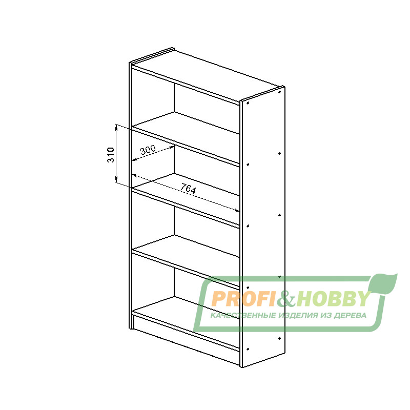 Стеллаж Profi&Hobby 5 полок, без покраски (1 уп.)