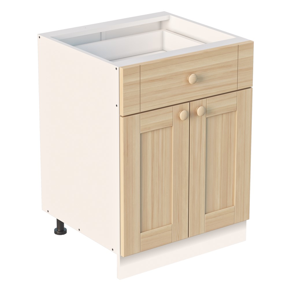 Тумба 2 двери 1 ящик 600х530х720 ЛДСП + фасад Скандик без покраски Profi&Hobby 