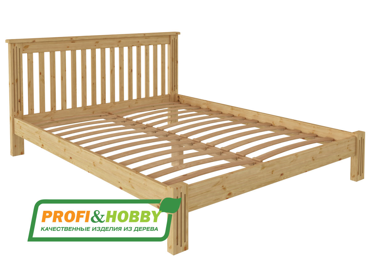 Кровать Pino Rino 1200 х 2000 сосна, без покраски (3 уп.)